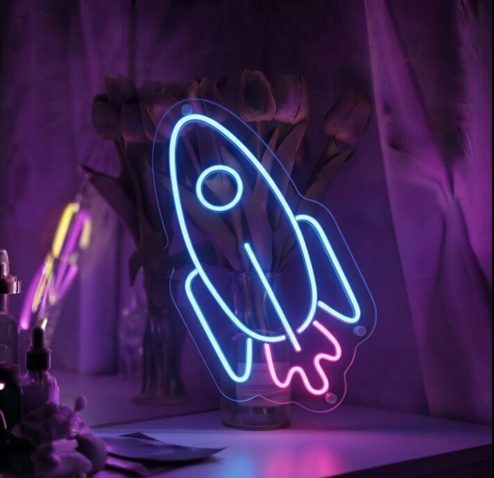 Led Neon Rocket Sign Wall Dorcoration For Room