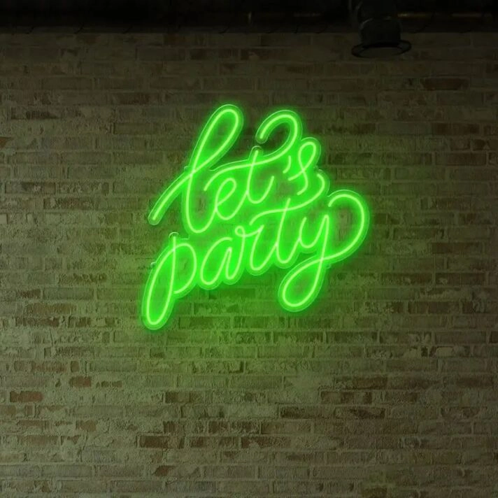 Lets Party Neon Sign Two Lines Wall Decor