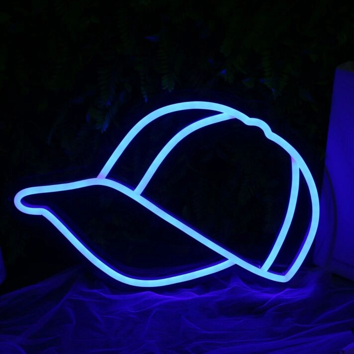 Peaked Cap Blue Neon LED Sign