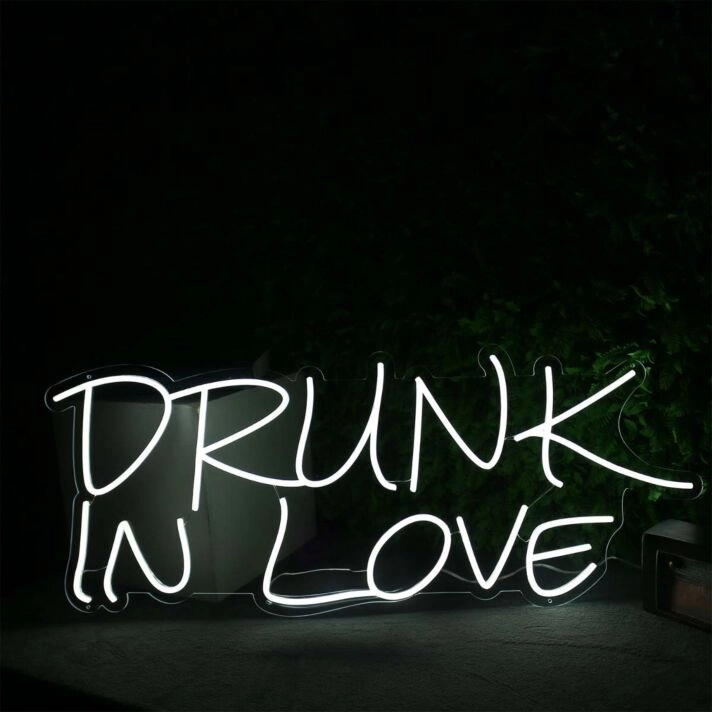 DRUNK IN LOVE White Neon LED Sign