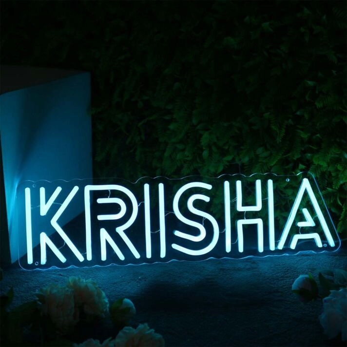 KRISHA Blue Neon Sign