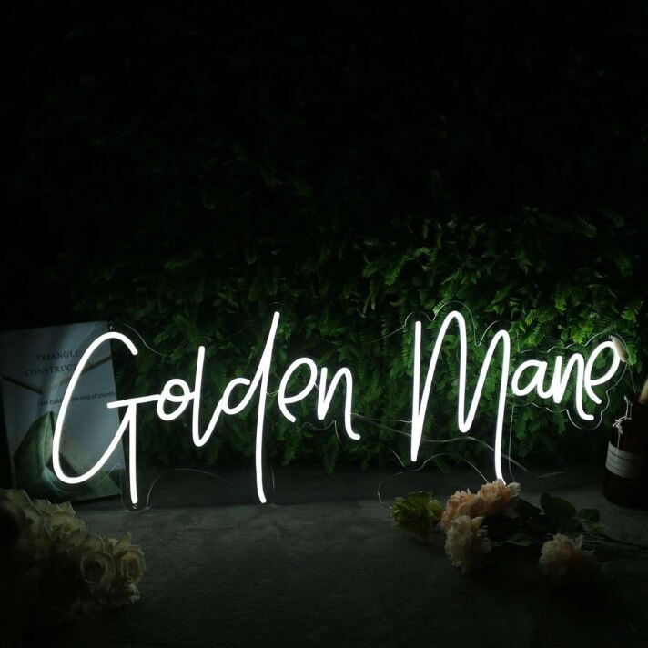 Golden Mane White Neon Sign