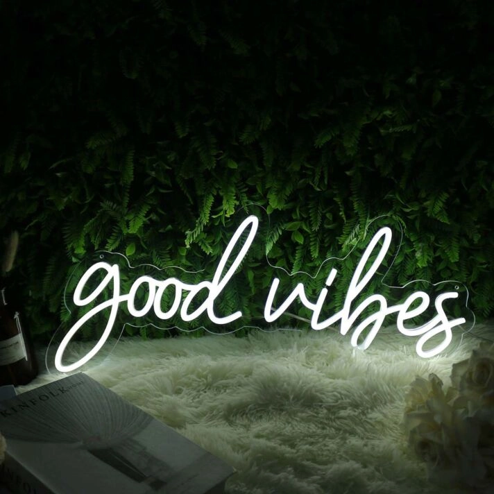 Good Vibes White Neon Sign