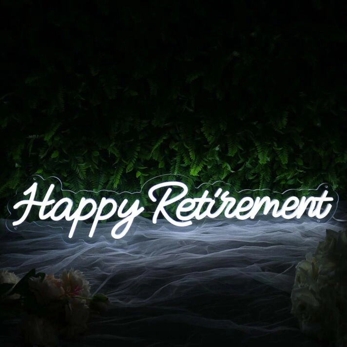 Happy Retirement White Neon Sign