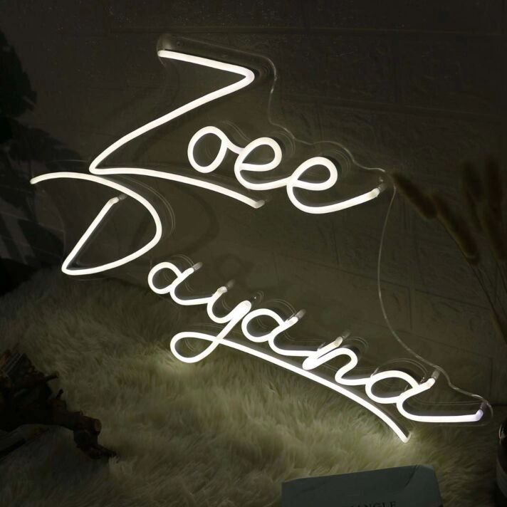 Zoee Dayana White Neon Sign