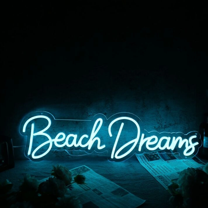 Beach Dreams Blue Neon Sign