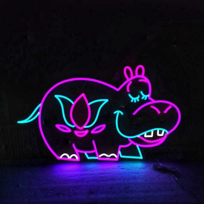 Happy Hippo LED Neon Sign