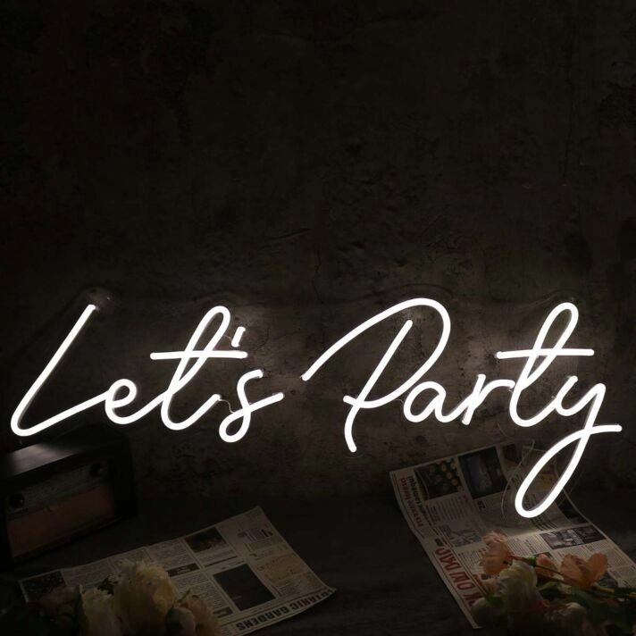 Let Us Party White LED Custom Neon Sign
