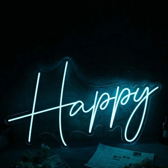 Happy Blue Custom Neon Sign
