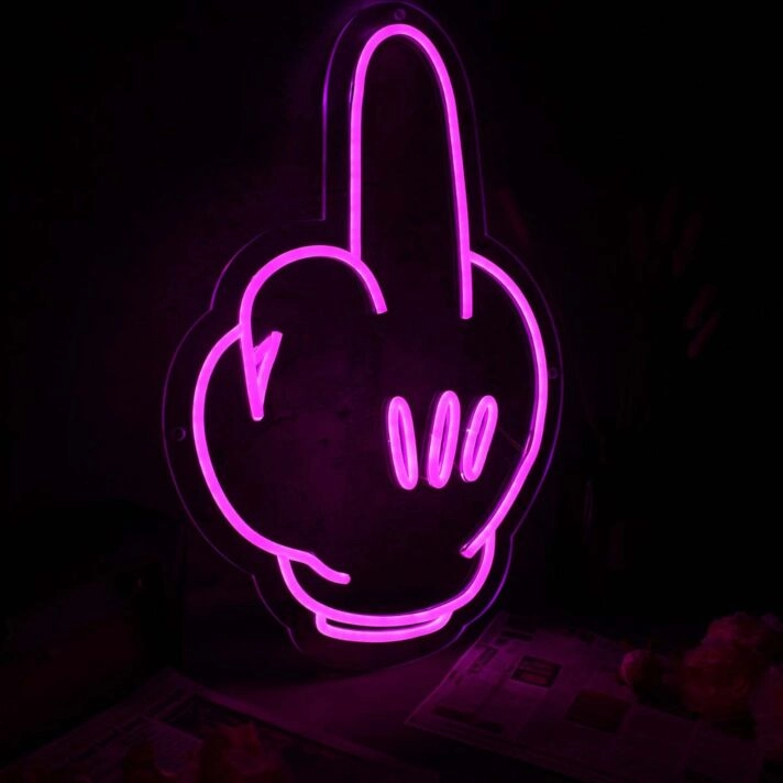 Mickey's Middle Finger Pink Neon Sign
