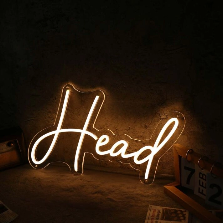 Head Yellow Neon Sign