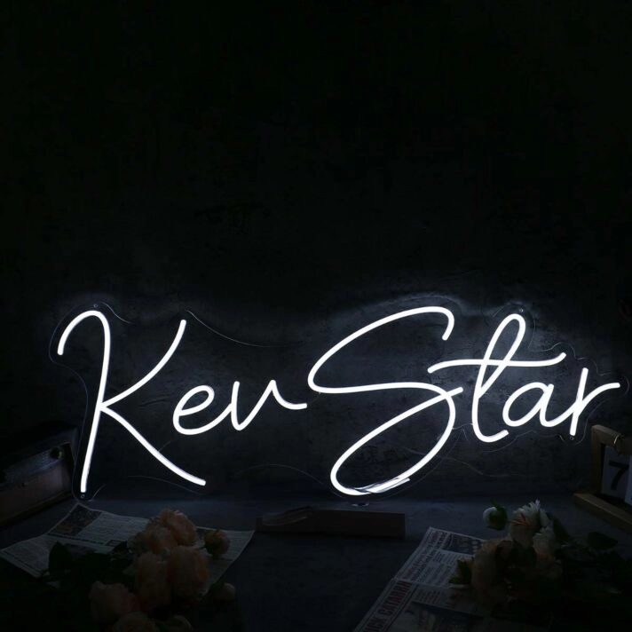 Kev Star White Neon Sign