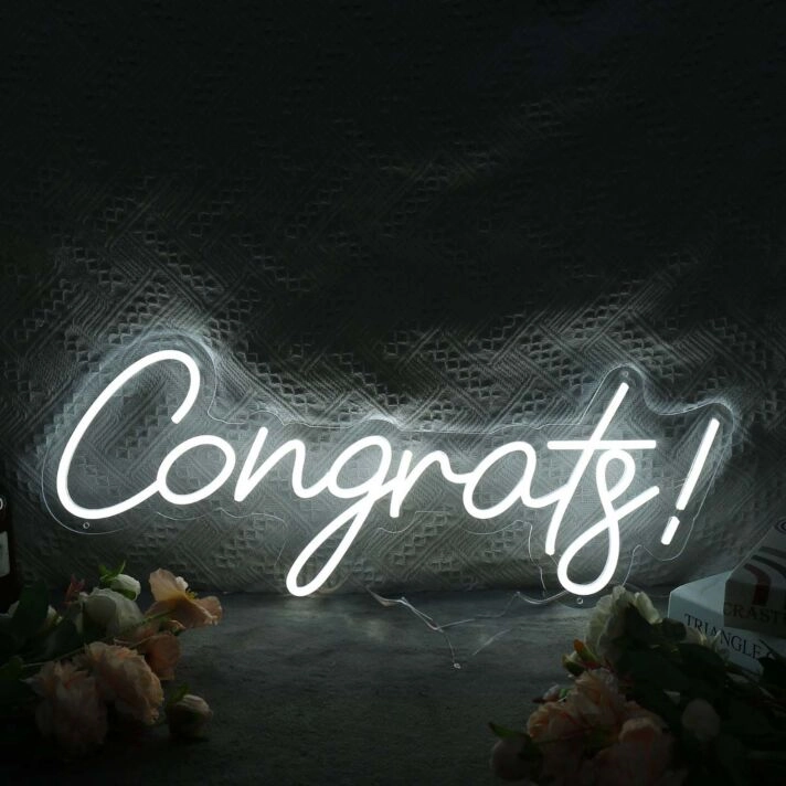 Congrats White Neon Sign