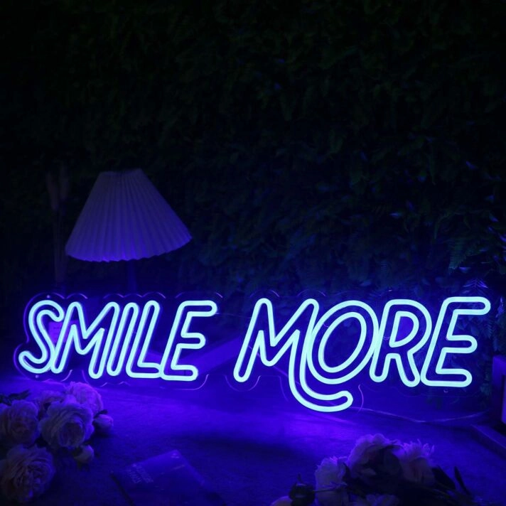 Smile More Blue Neon Sign