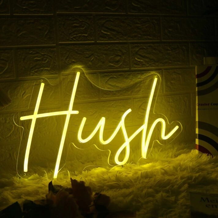 Hush Yellow Neon Sign