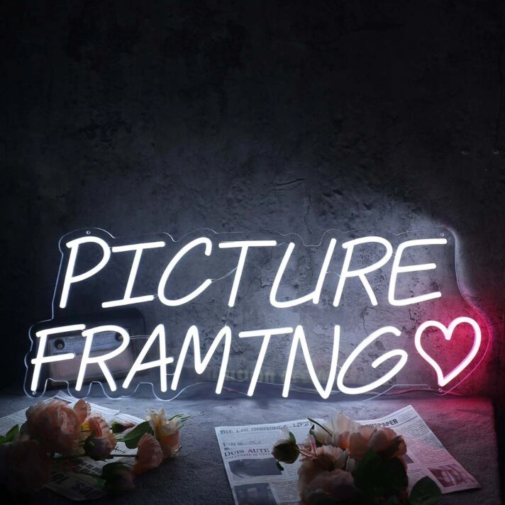 Picture Framing White Neon Sign
