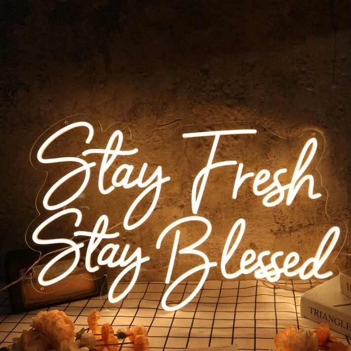 Stay Fresh Stay Blessed Yellow Neon Sign