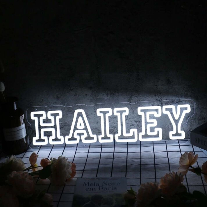 Hailey White Neon Sign