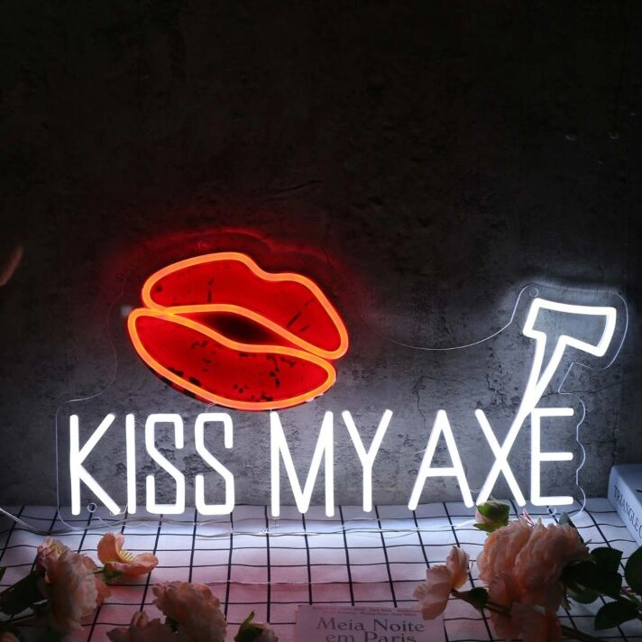 Kiss My Axe White Neon Sign