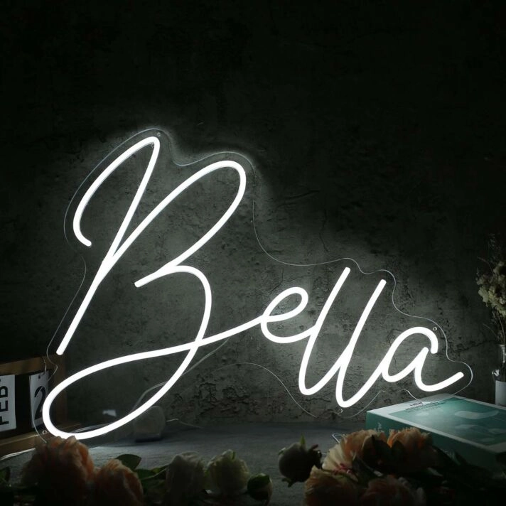 Bella White Name Neon Sign