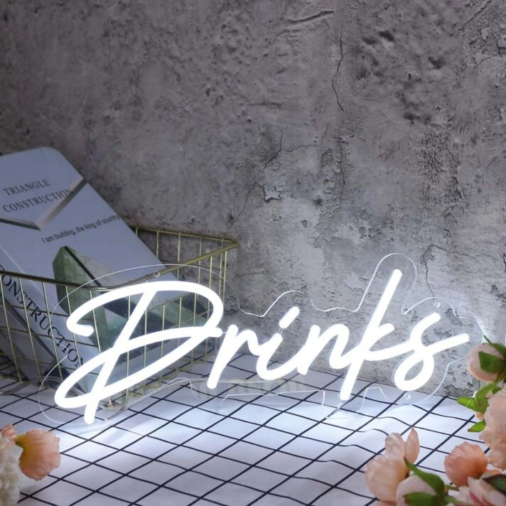 Drinks White Neon Sign