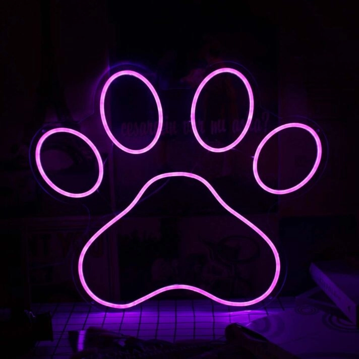 Dog Paw Pink Neon Sign