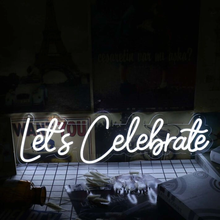 Let Us Celebrate White Custom Party Neon Sign