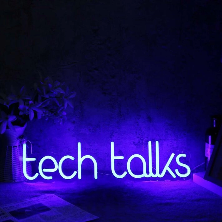 Tech Talks Blue Neon Sign