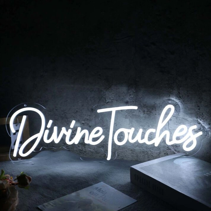 Divine Touches White Neon Sign
