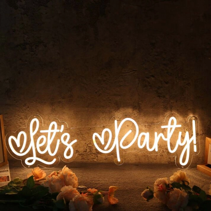 Let's Party Yellow Neon Sign