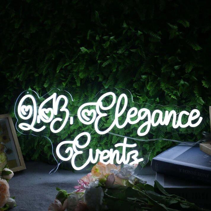 Love Elegance Events White Neon Sign
