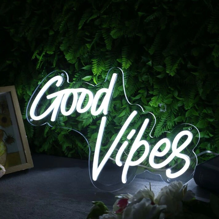 Good Vibes White Custom Neon Sign