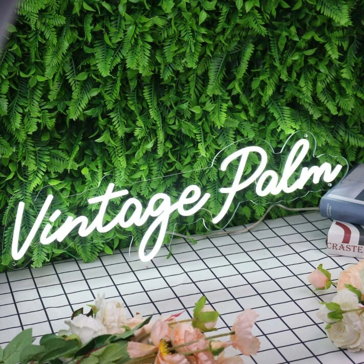 Vintage Palm White Neon Sign