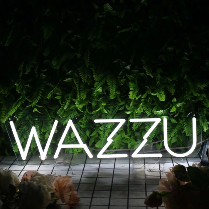 WAZZU White Neon Sign