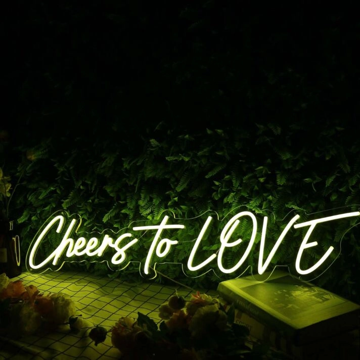 Cheers To Love Yellow Neon Sign
