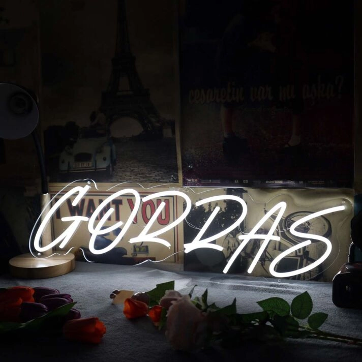 Gorras White Neon Sign