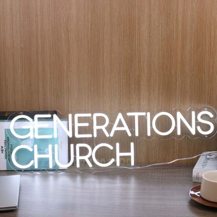 Generations Church White Neon Sign