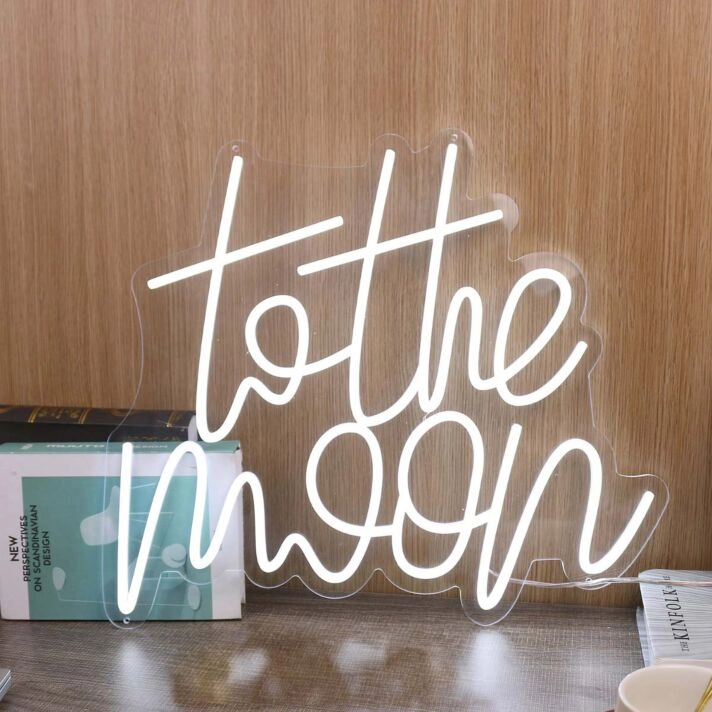 To The Moon White LED Neon Sign