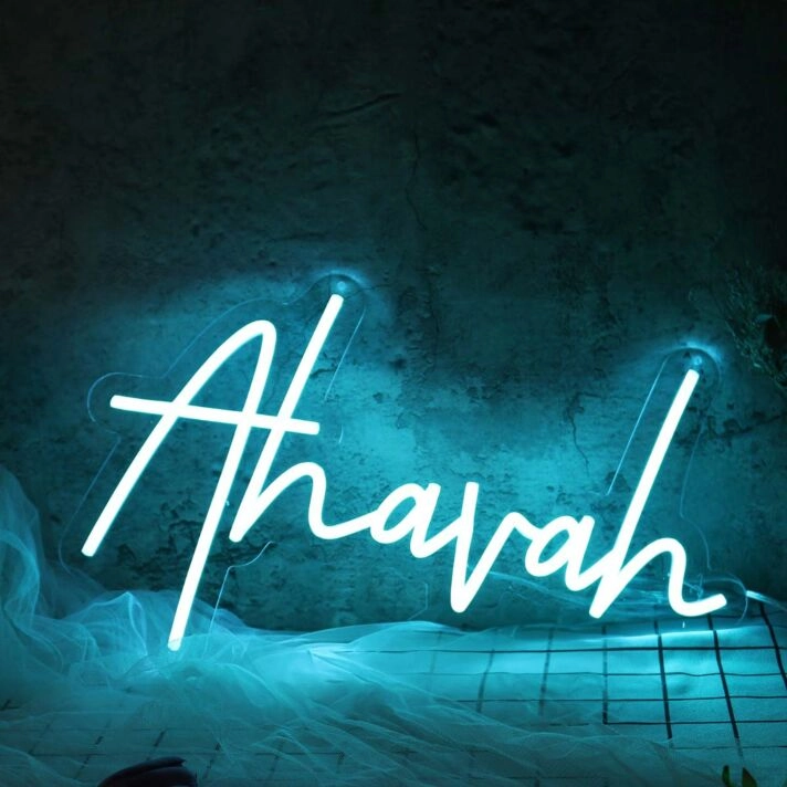 Ahavah Blue Neon Sign