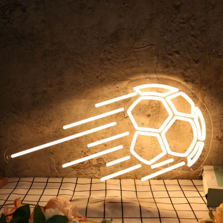 Flying Soccer Yellow Neon Sign