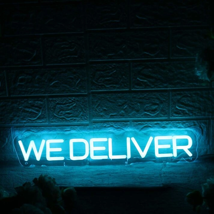 We Deliver Blue Neon Sign