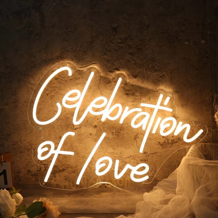 Celebration Of Love Yellow Neon Sign