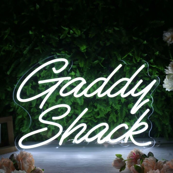 Gaddy Shack White Neon Sign