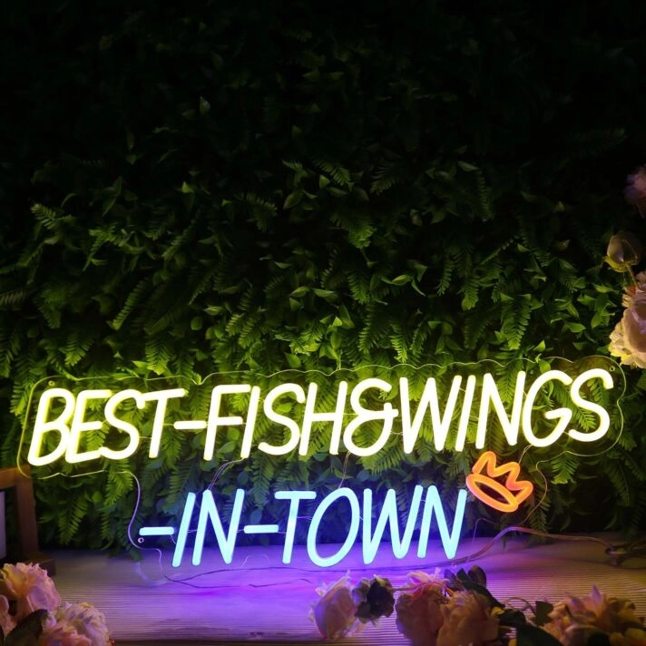 Best Fish And Wings In Town Neon Sign