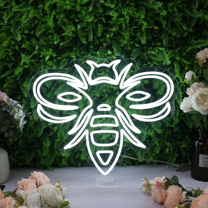 High Detailed Bee White Neon Sign