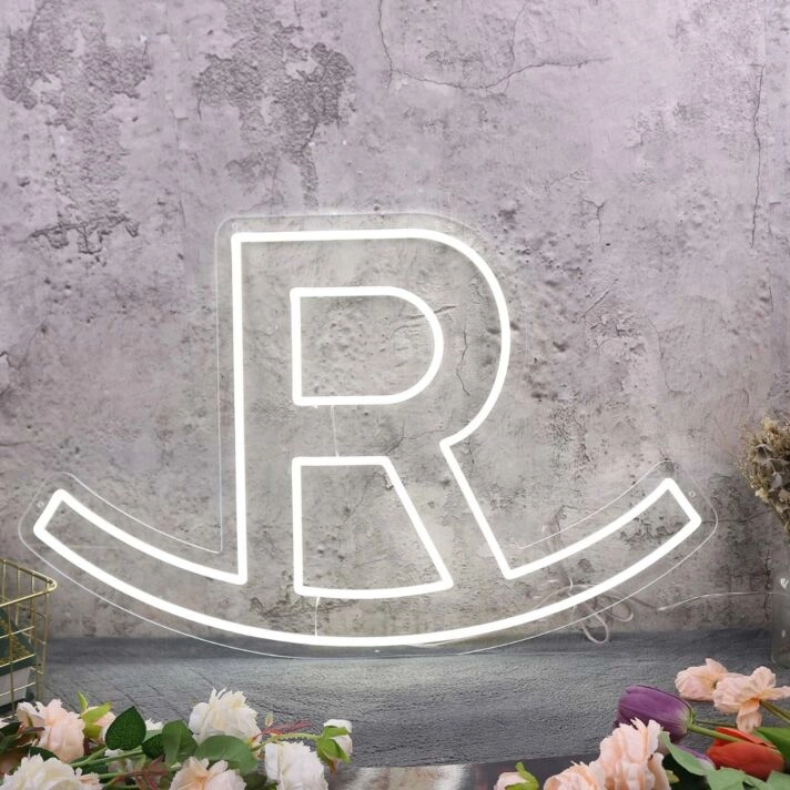 Letter R Custom White Neon Sign