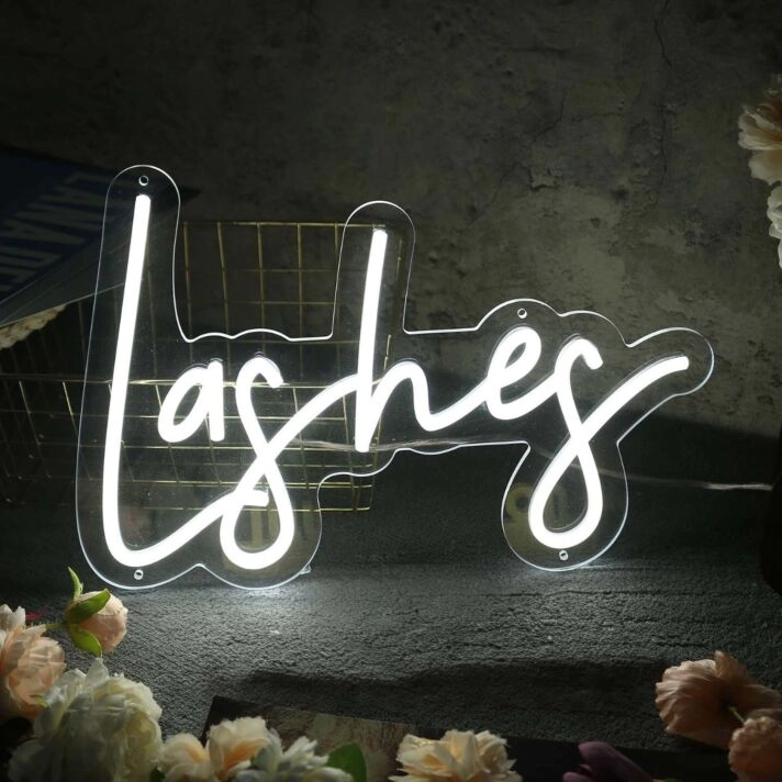 Lashes White LED Neon Sign