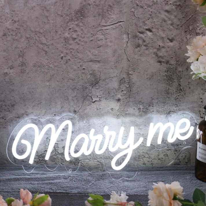 Marry Me White LED Neon Sign