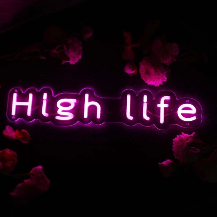High Life Purple Neon Sign
