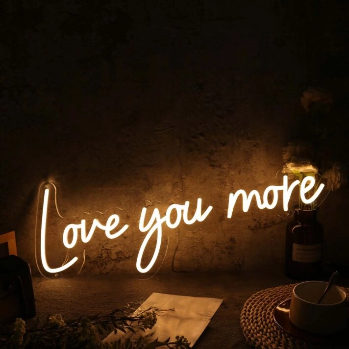 Love You More Yellow Neon Sign